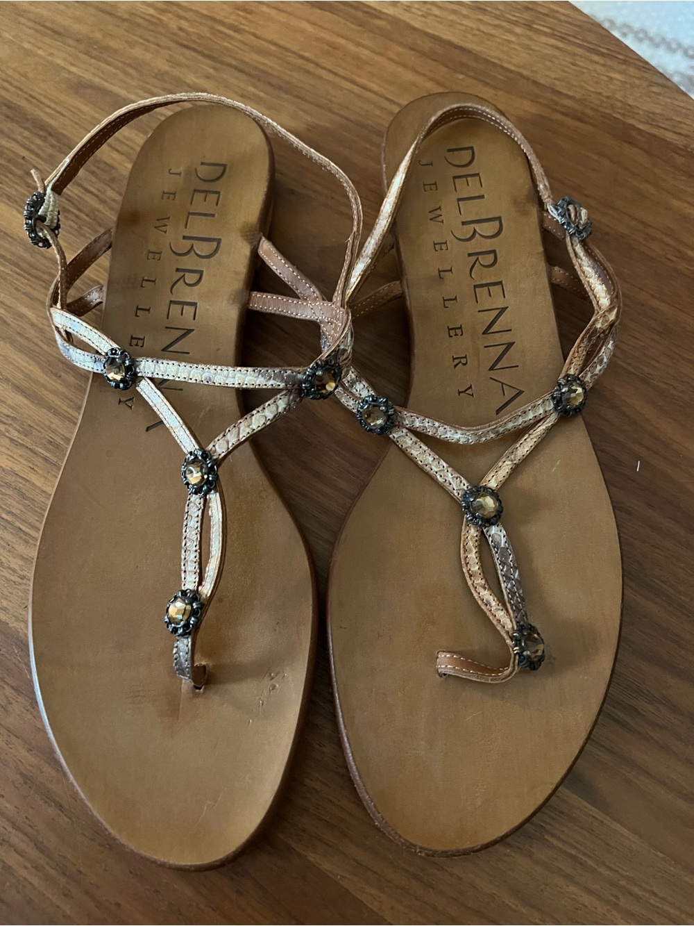 Del Brenna jewelry Leather Strappy Sandals Women Sz 41